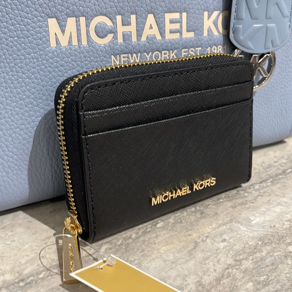 Michael Kors Jet Set Travel Medium Zip Around Card Case 
Color: Black
NWT - Picture 2 of 16